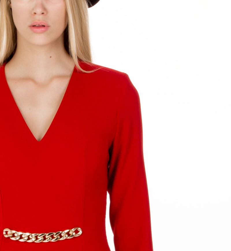 vestido rojo largo midi cadena felipe albernaz